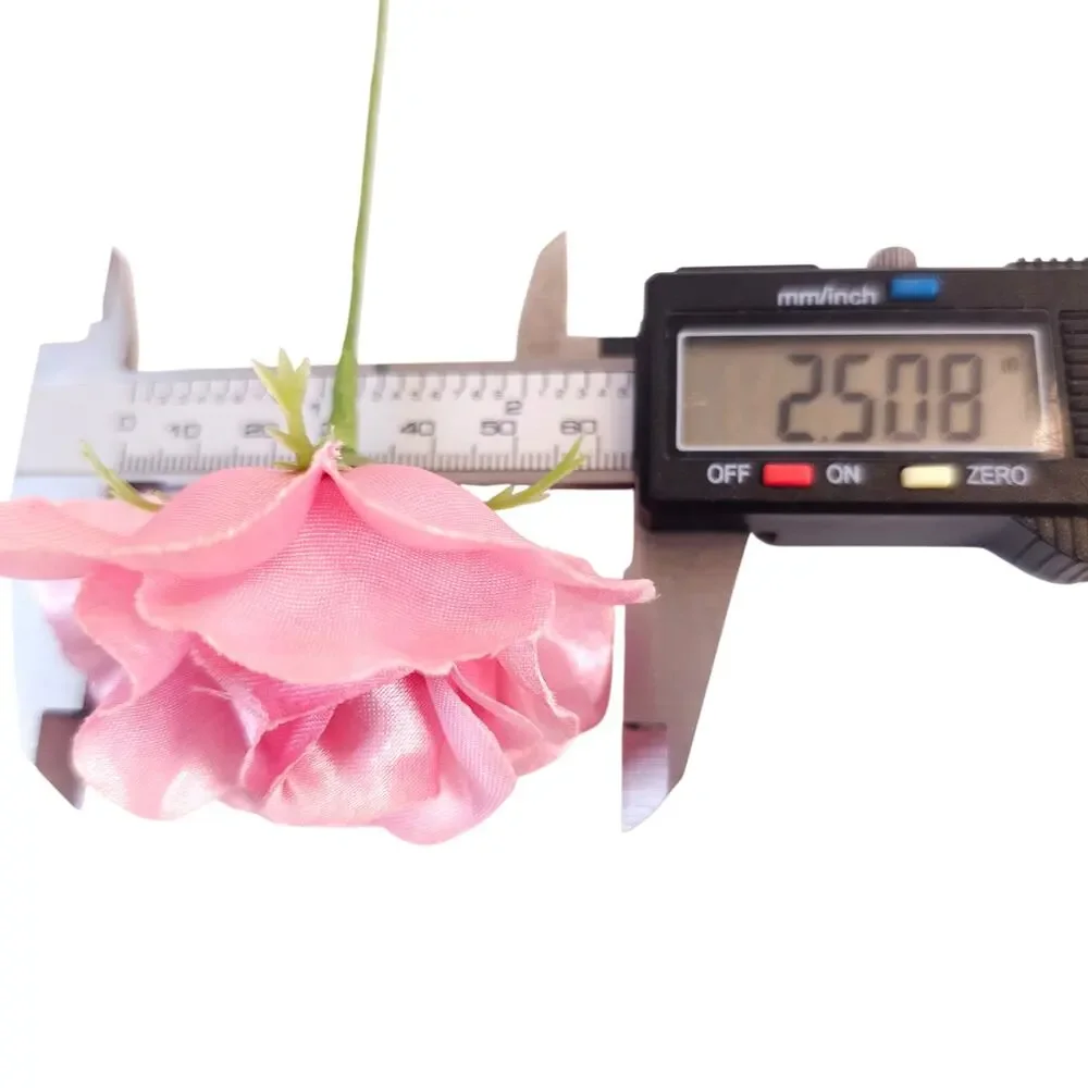 66 Light Pink Satin Artificial Roses 2.5in Flower Stems Wedding Crafts DIY Decor